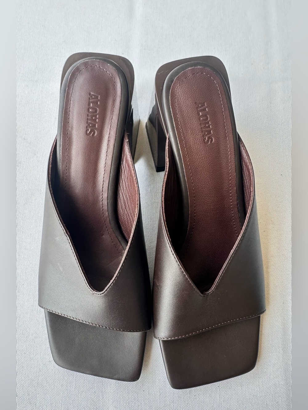 Alohas Seychelles Women's Brown Leather Square-Toe Mule Size 37 - Picture 2 of 11